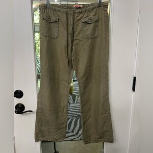 Johnny Was Green Linen Drawstring Pants Size Small